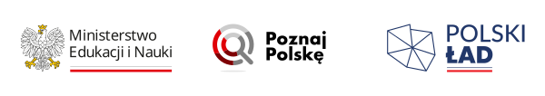 Od lewej: Logo Ministerstwa Edukacji i Nauki, Logo Programu Poznaj Polskę, Logo Programu Polski Ład